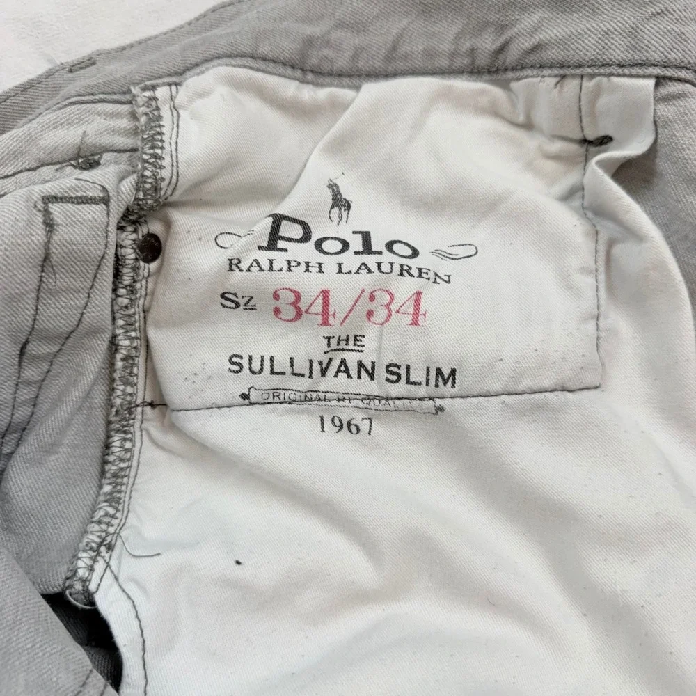Polo Ralph Lauren Sullivan Slim Jeans Men's 34X34 Light Grey Repaired Distressed